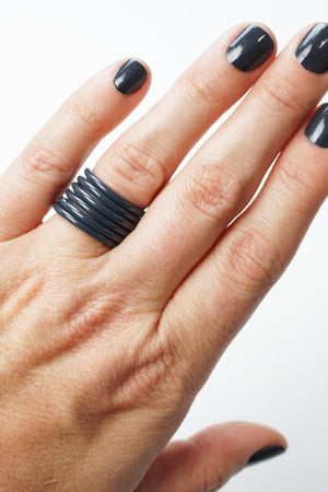 Stacking Ring in Midnight Grey