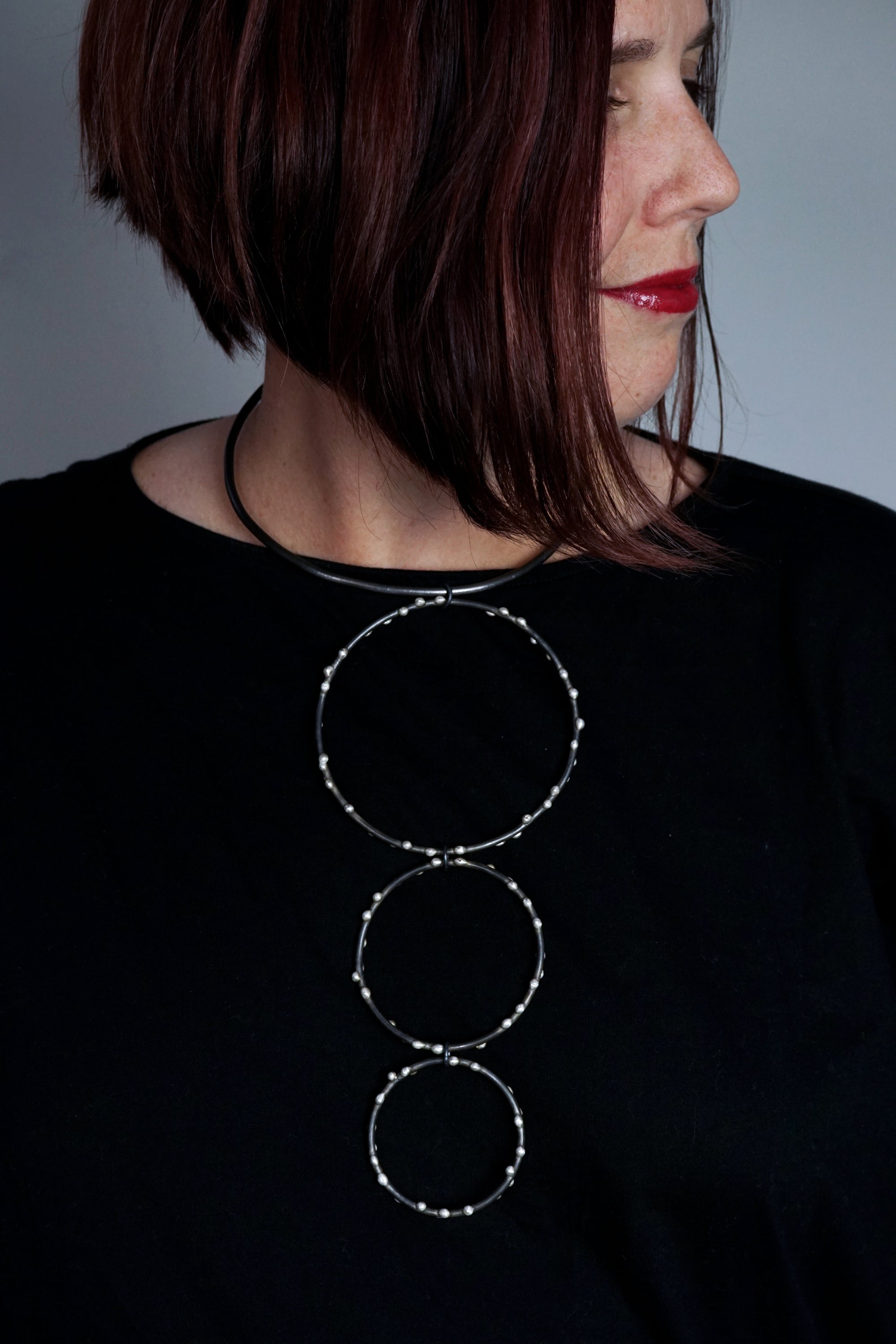 Bold DeFeo Collar Necklace - Silver on Steel