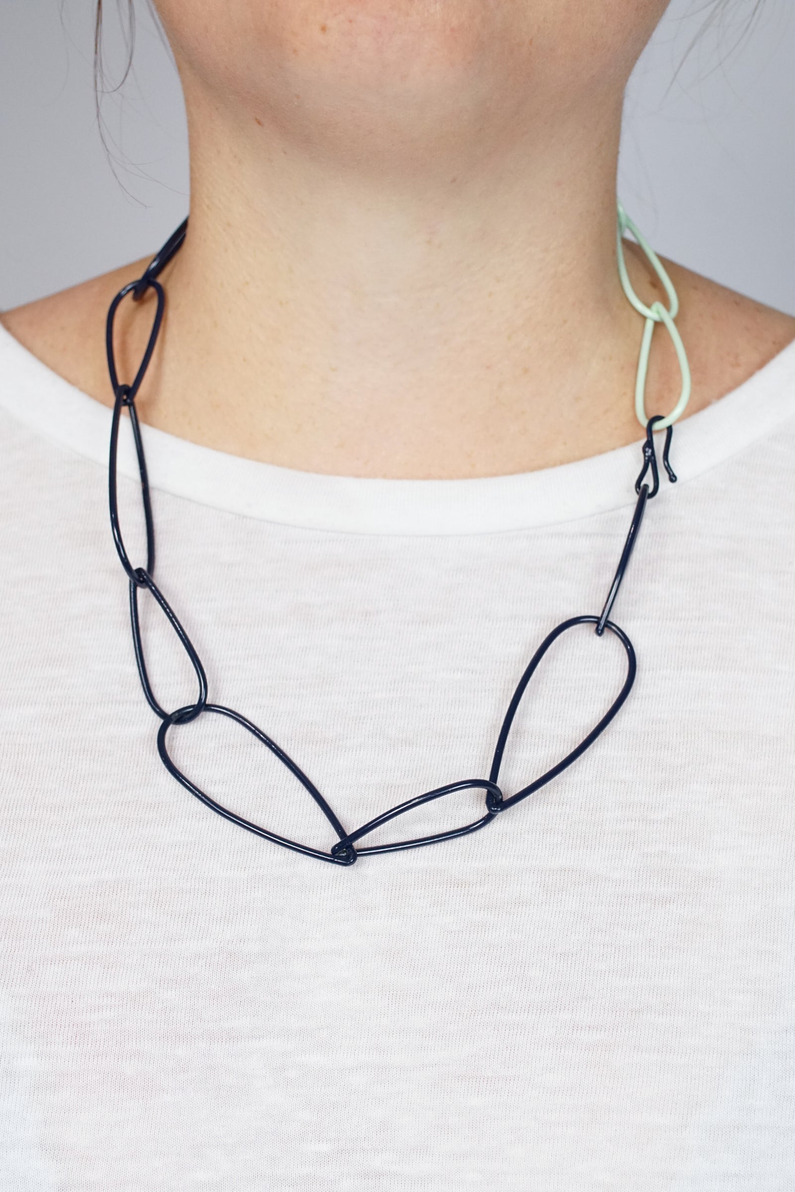 Modular Necklace in Dark Navy and Soft Mint