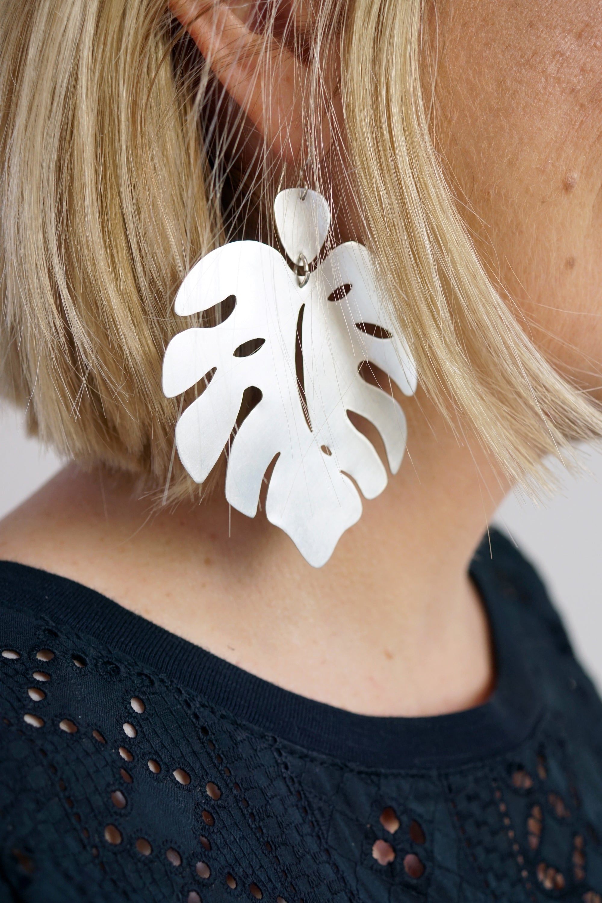 Monstera leaf statement earrings