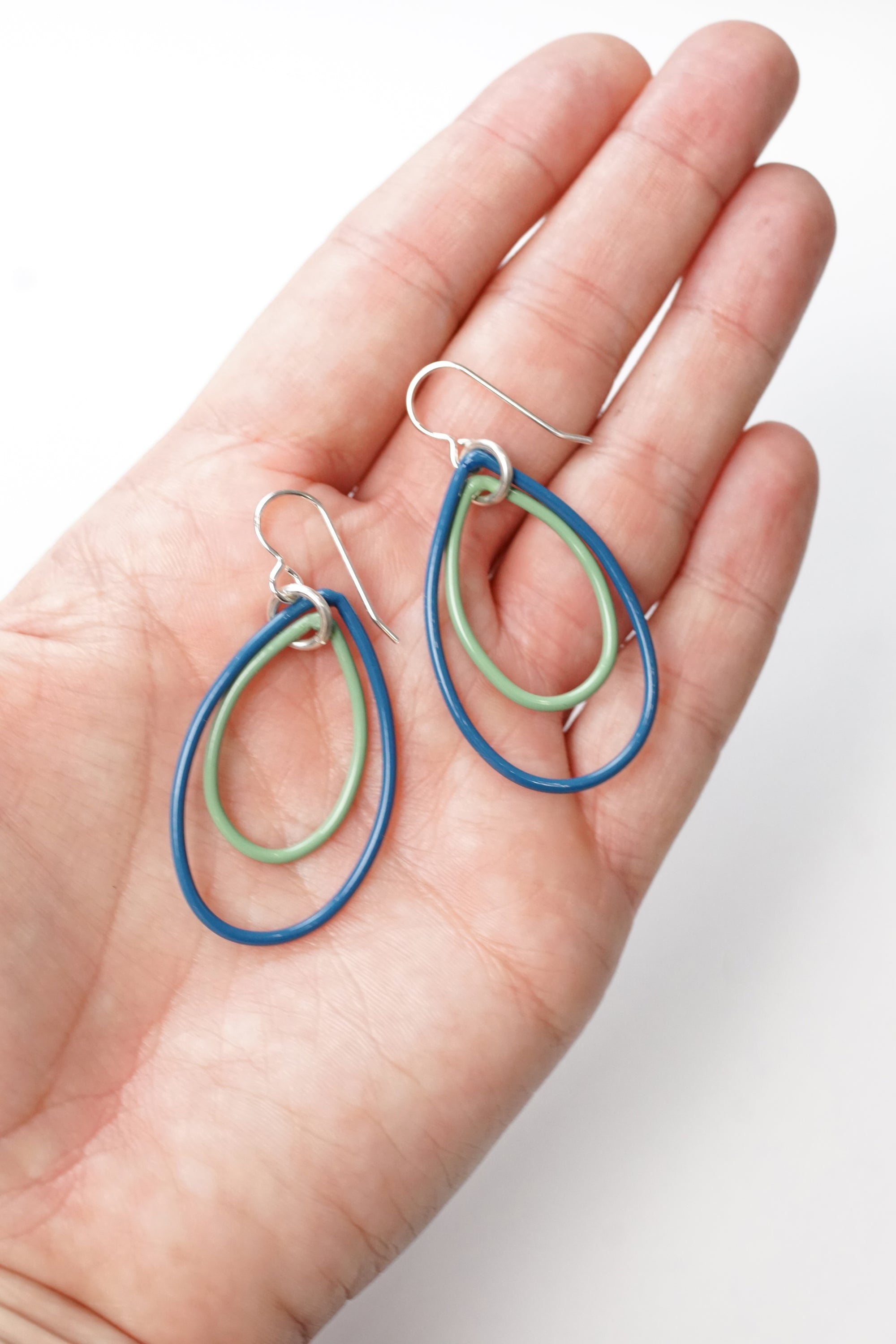 Nellie earrings in Azure Blue and Pale Green