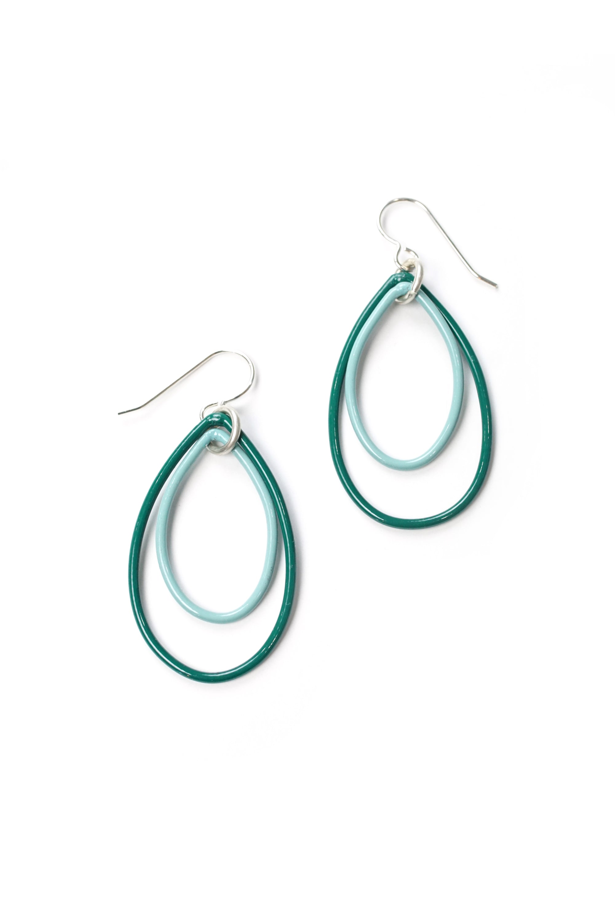 Nellie earrings in Emerald Green and Faded Teal