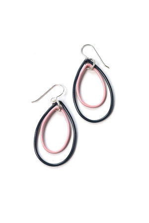 Nellie earrings in Midnight Grey and Bubble Gum