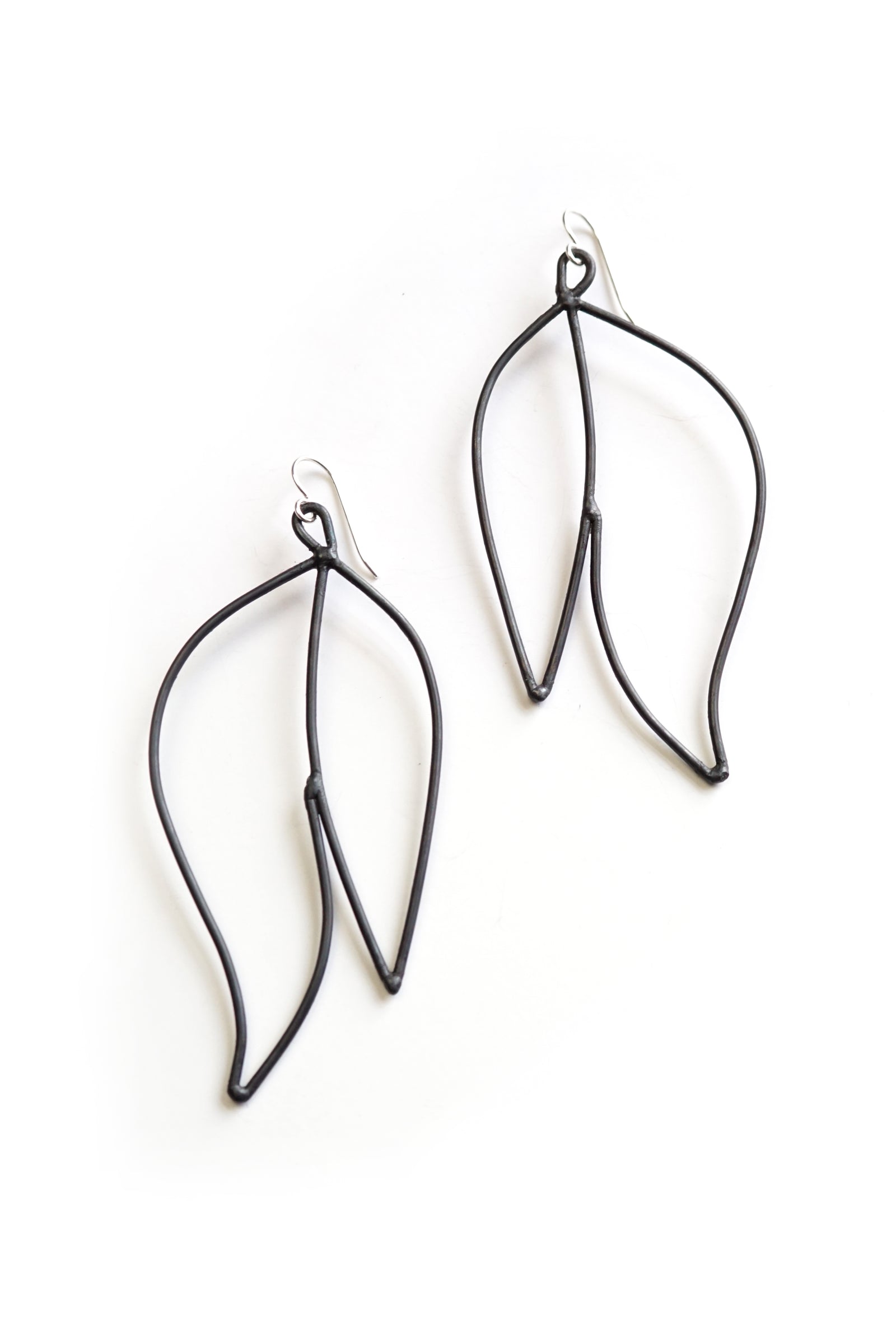Petale Statement Earrings in black steel, silver, or bronze