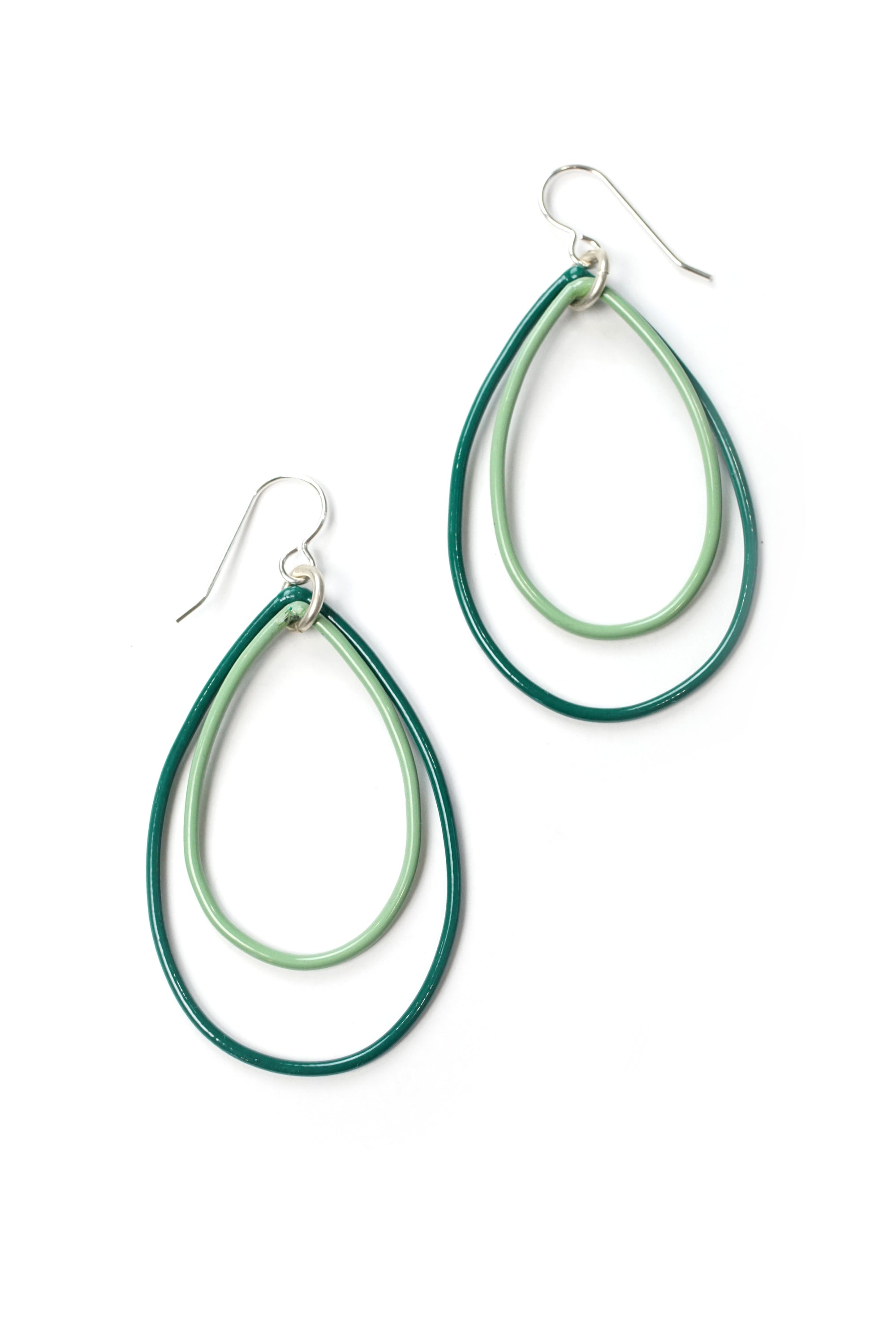Rachel earrings in Emerald Green and Pale Green