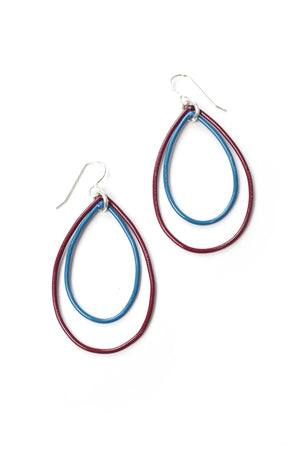Rachel earrings in Lush Burgundy and Azure Blue