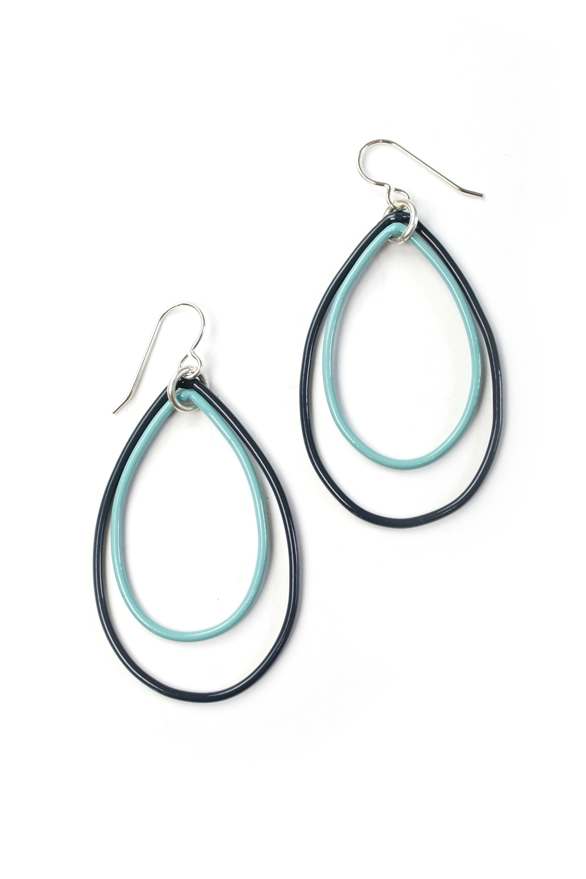 Rachel earrings in Midnight Grey and Faded Teal