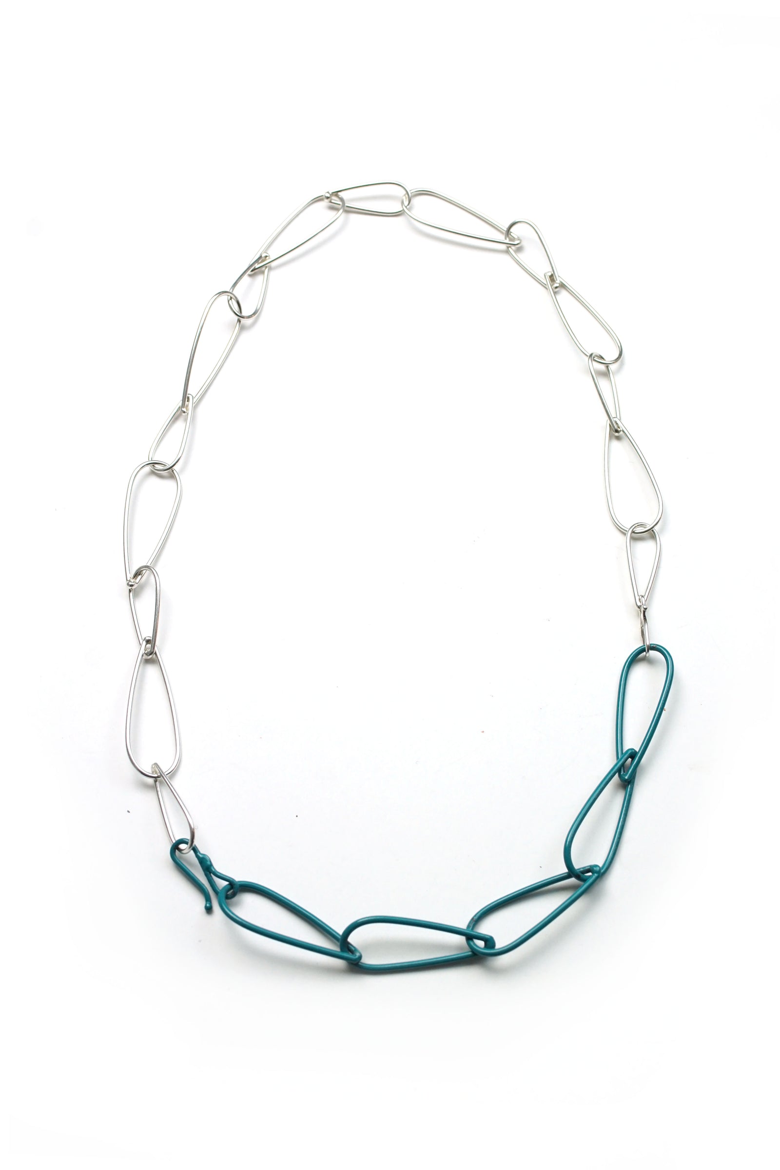 Modular Necklace in Silver and Bold Teal