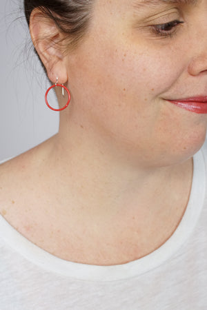 Small Evident Earrings in Coral Red