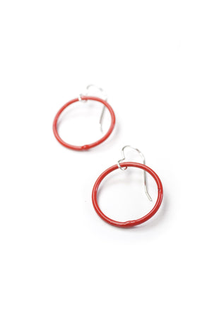 Small Evident Earrings in Coral Red