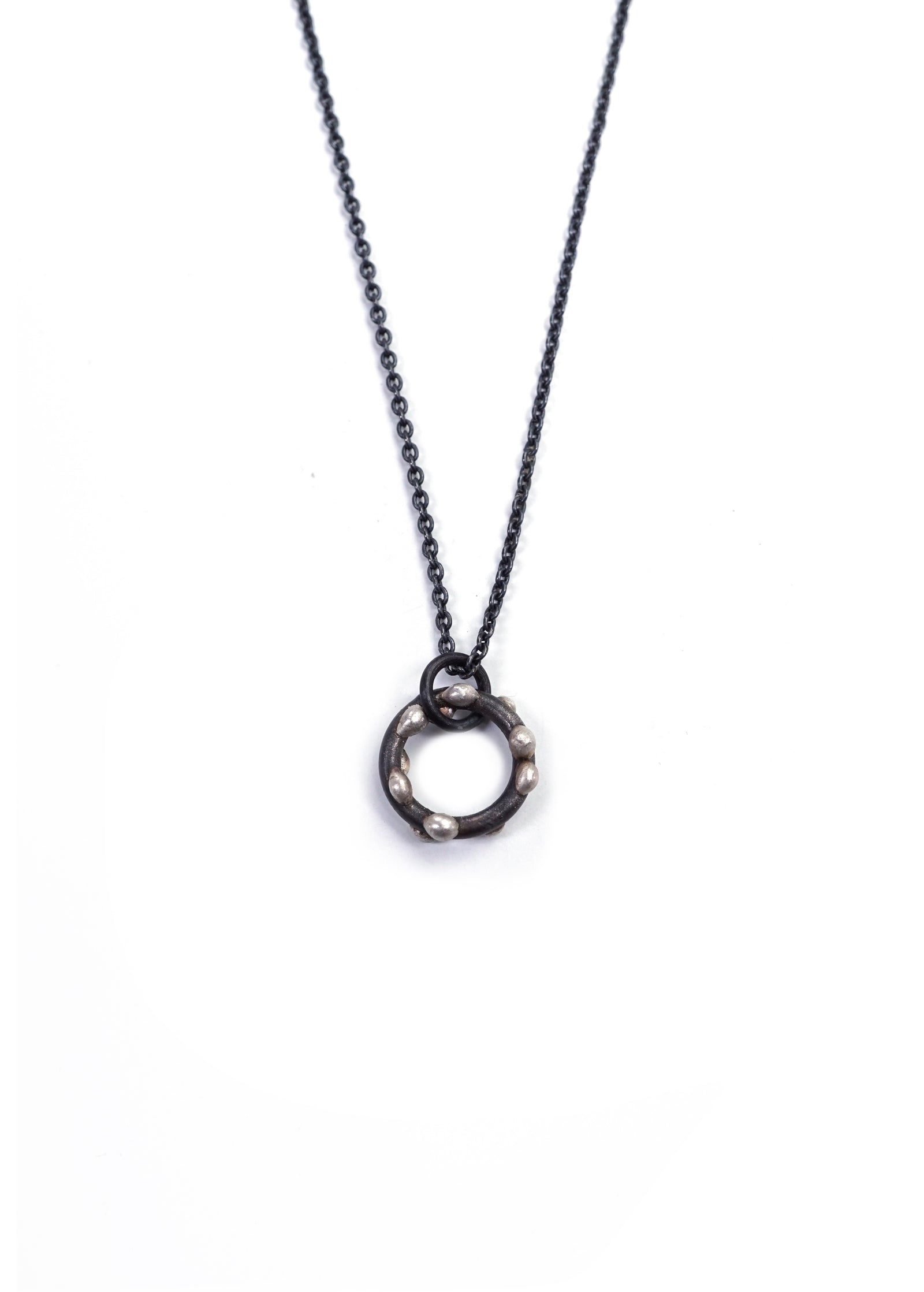 Small Silver on Steel Circle Pendant