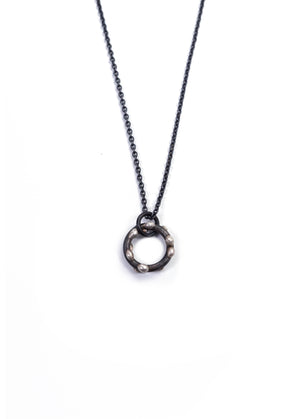 Small Silver on Steel Circle Pendant