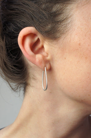 small petal hoop earrings in silver