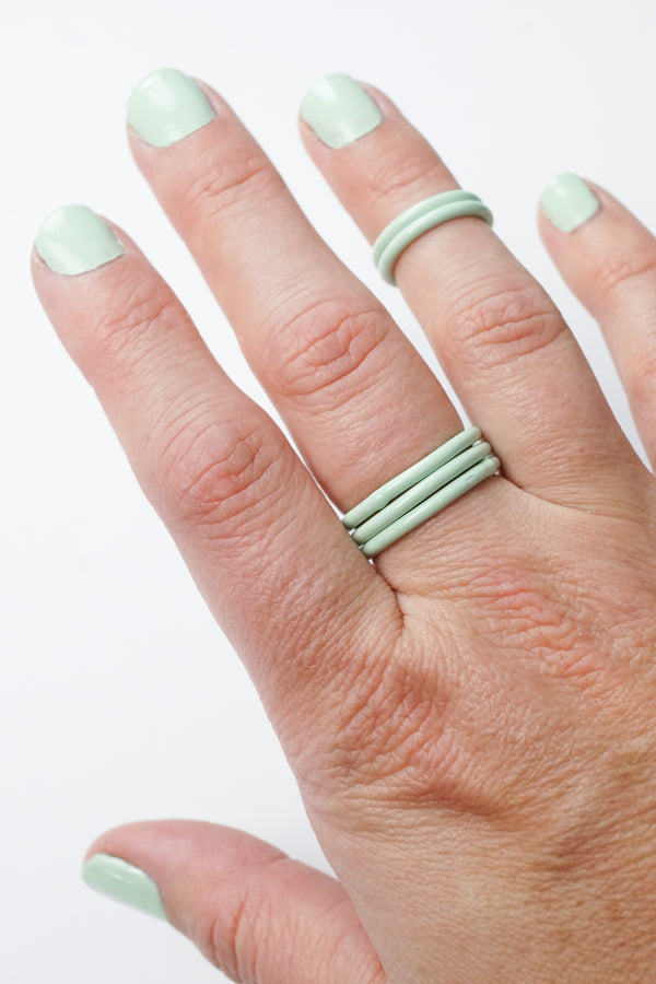 Mint Green Stacking Rings, Midi Rings - megan auman