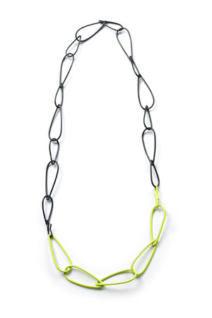 Modular Necklace in Steel and Neon Chartreuse