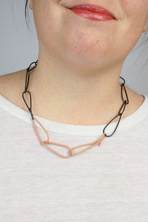 Modular Necklace in Steel and Dusty Rose