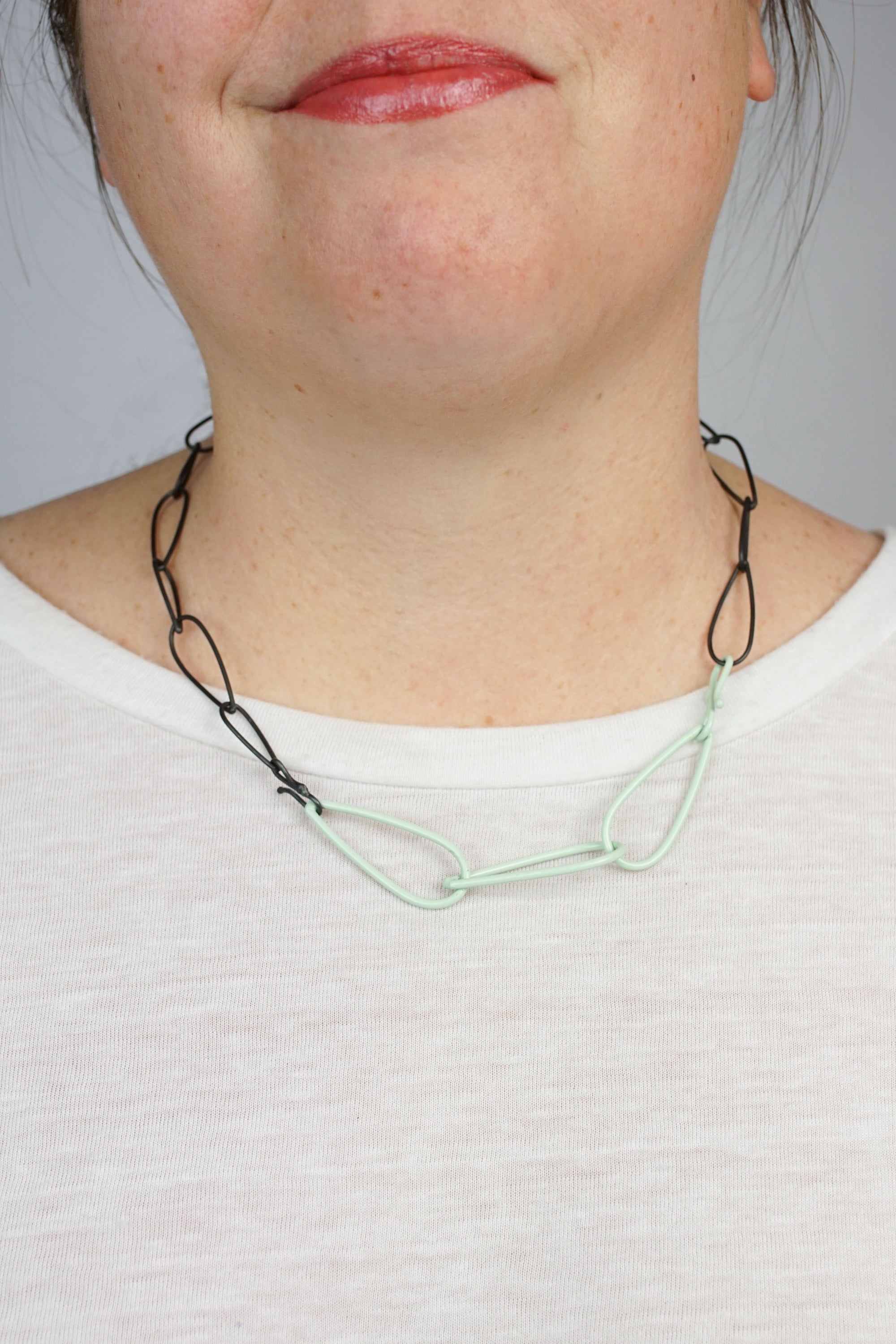 Modular Necklace in Steel and Soft Mint