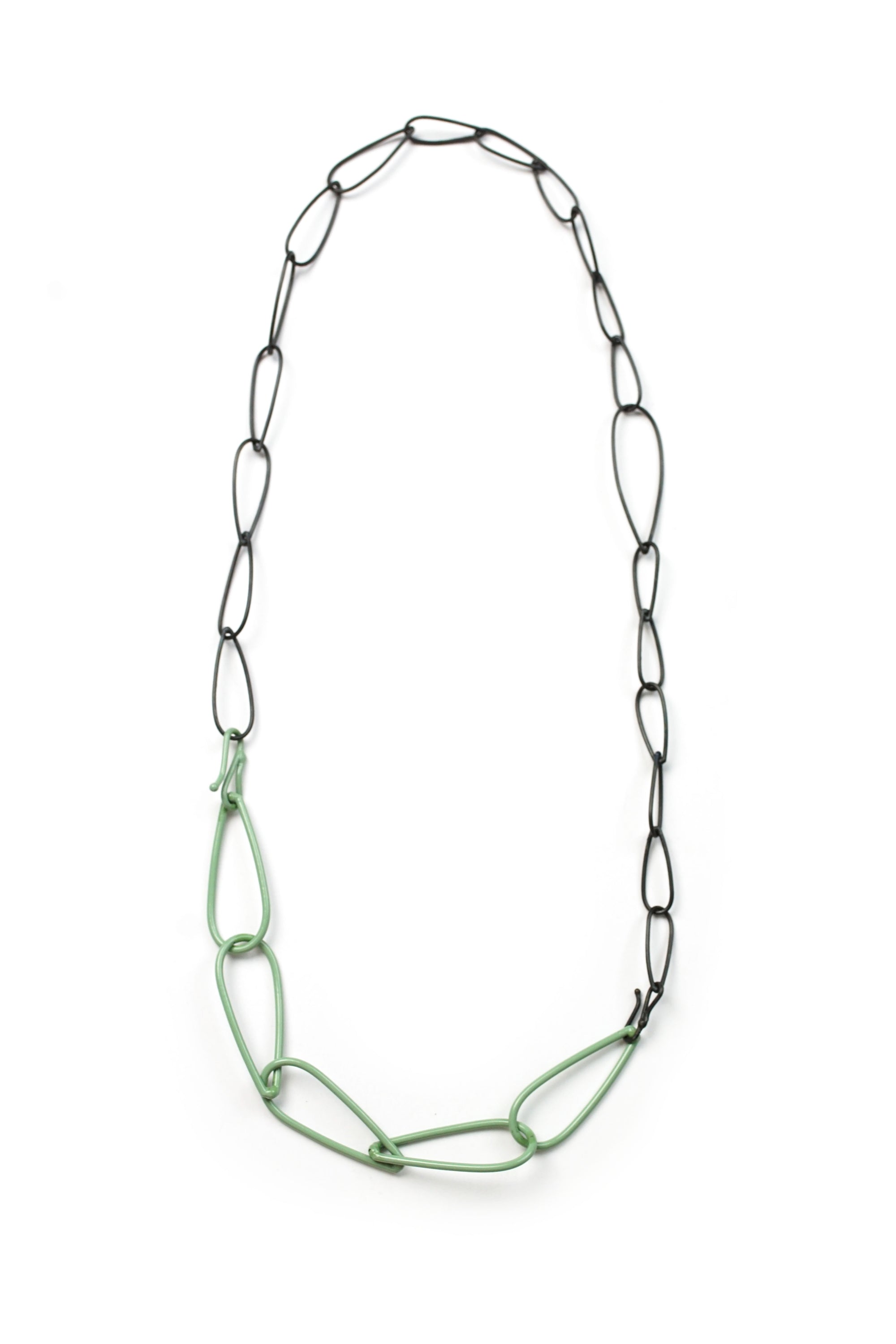 Modular Necklace in Steel and Pale Green